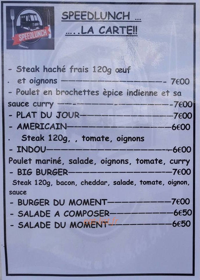 Speedlunch — carte page 1