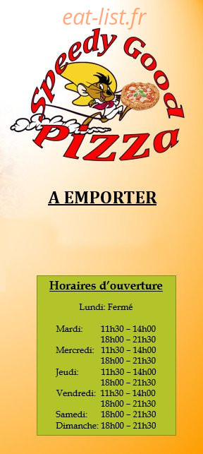 Speedy Good Pizza — carte page 1