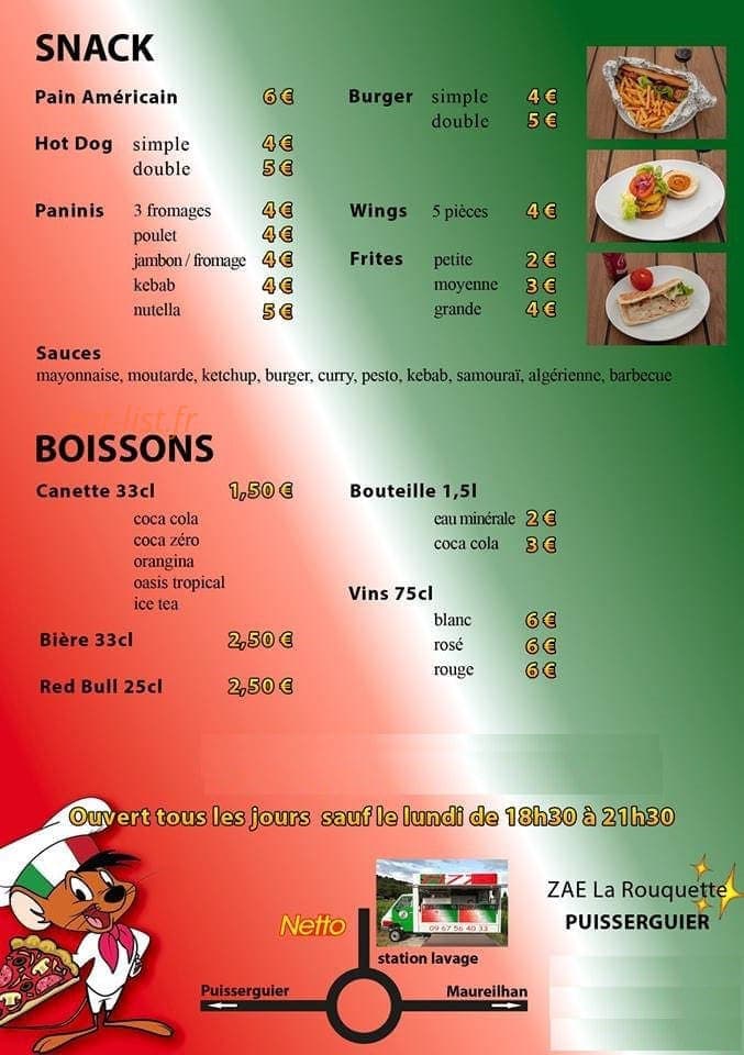 Speedy Pizza — carte page 1