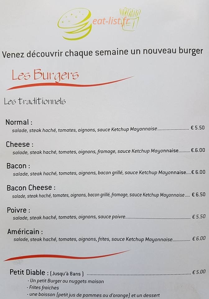 Steven's Burger — carte page 1