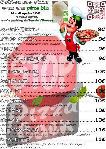 Stop Pizza — carte page 1