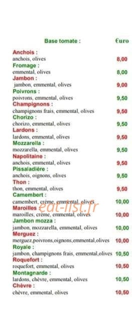 Stop Pizza — carte page 1