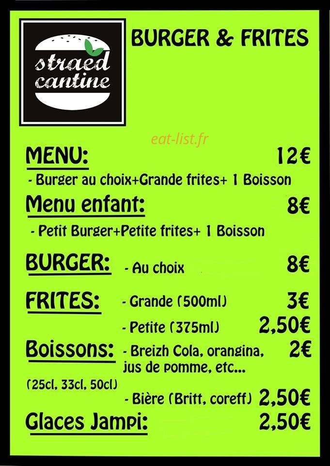 Straed Cantine — carte page 1