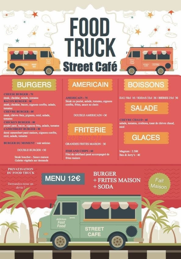 Street Café — carte page 1