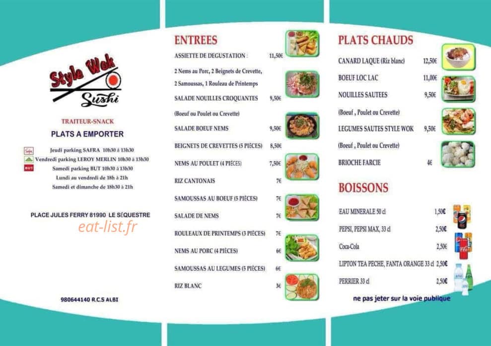 Style Wok — carte page 1