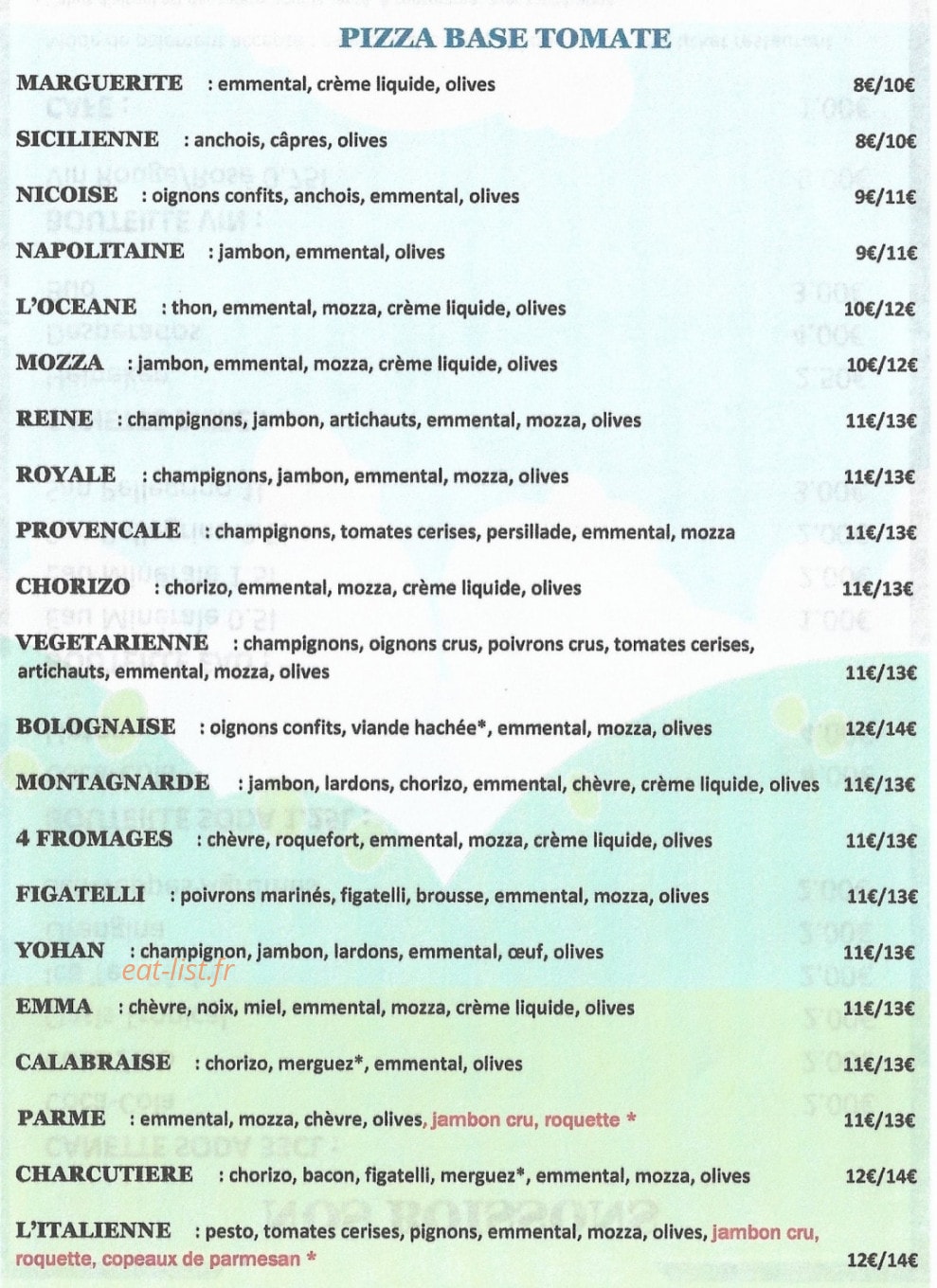 Sun Pizza — carte page 3