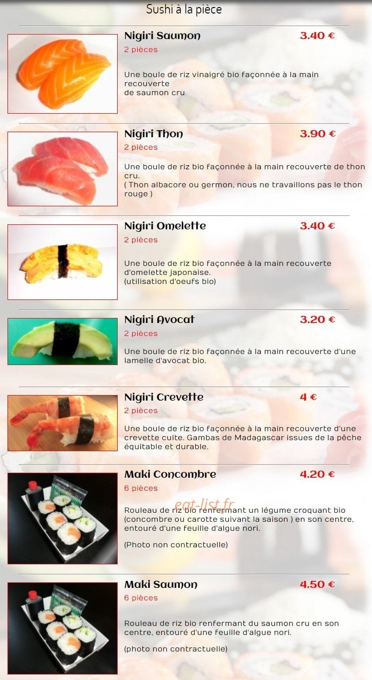 Sushi Môbile — carte page 1