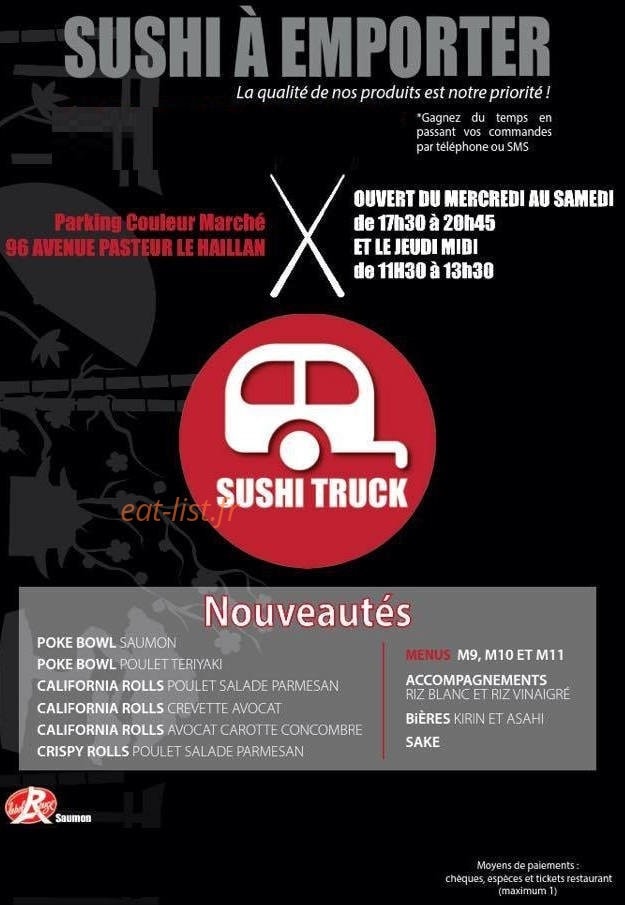 Sushi Truck — carte page 1