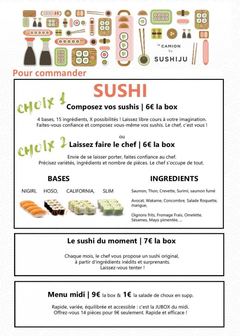 Sushiju — carte page 1
