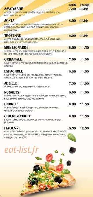Sylvia Pizza — carte page 3