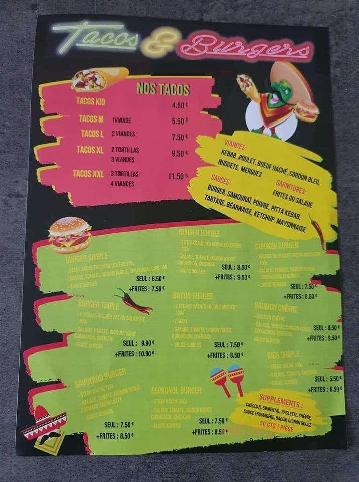 Tacos & Burgers — carte page 1