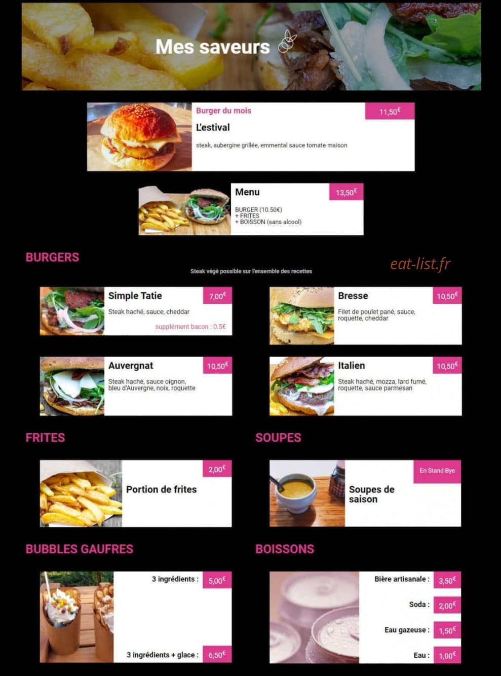 Tatie Burger — carte page 1