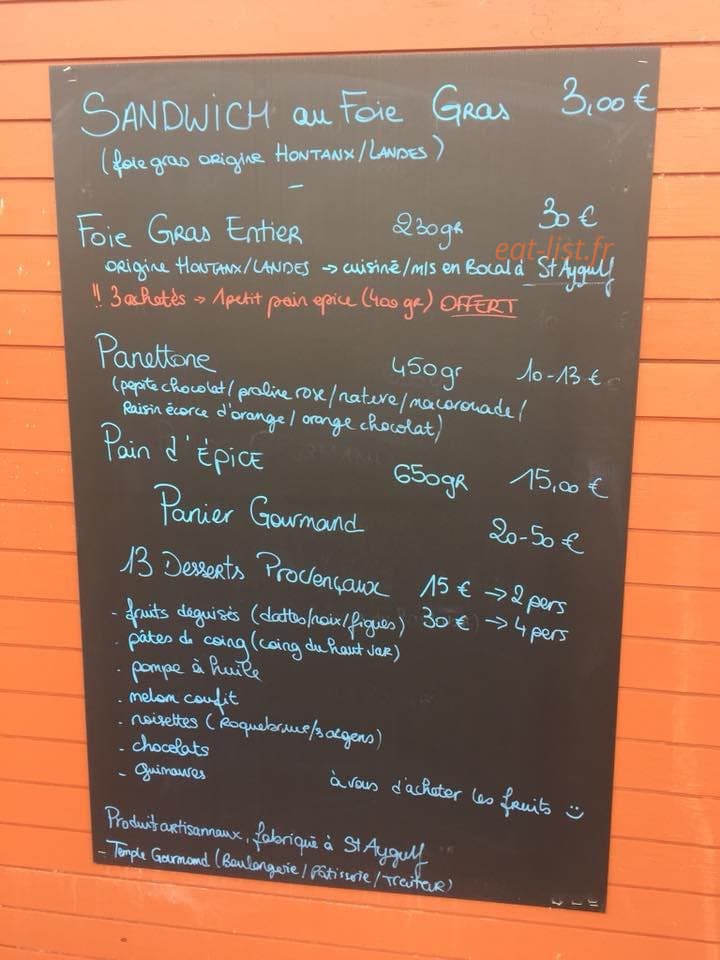 Temple Gourmand — carte page 1