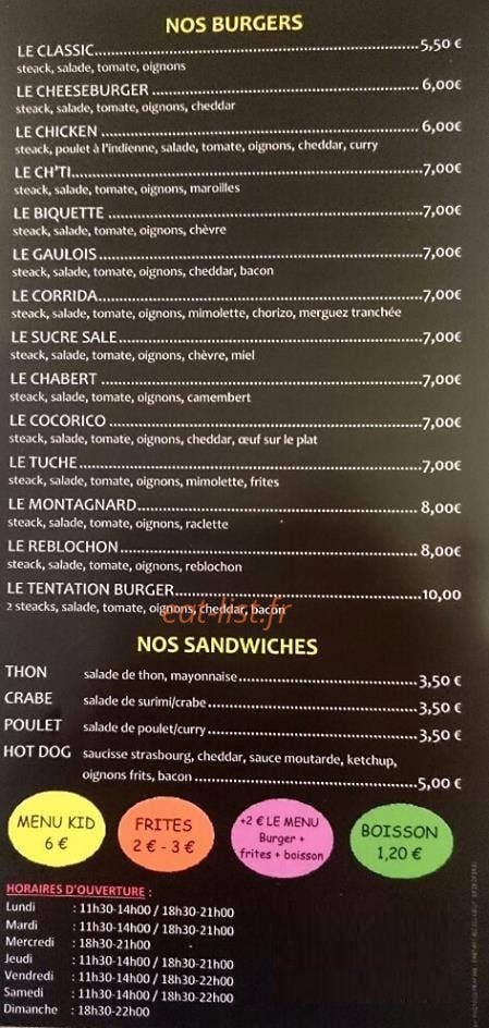Tentation burger — carte page 2