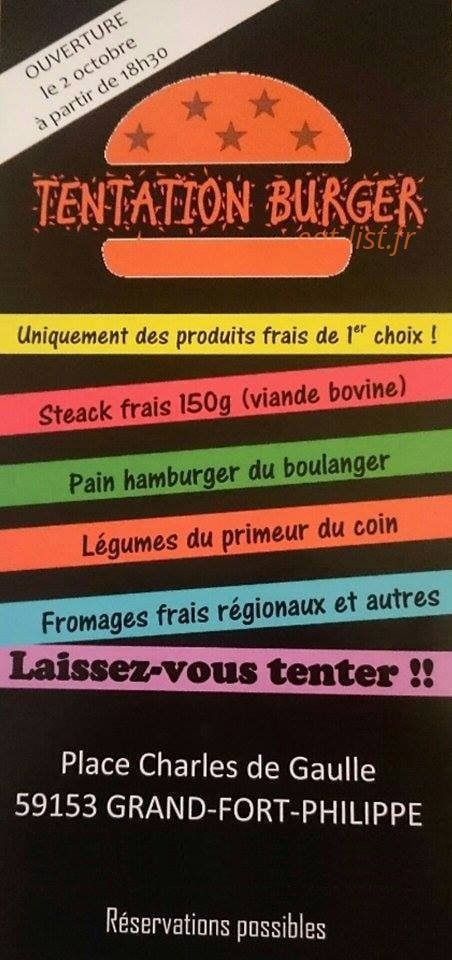 Tentation burger — carte page 1