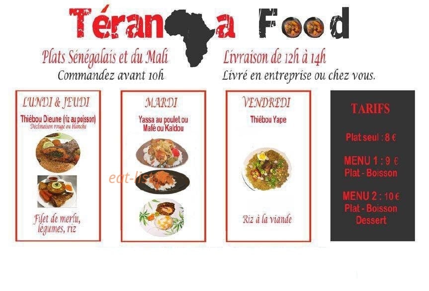 Téranga Food — carte page 1