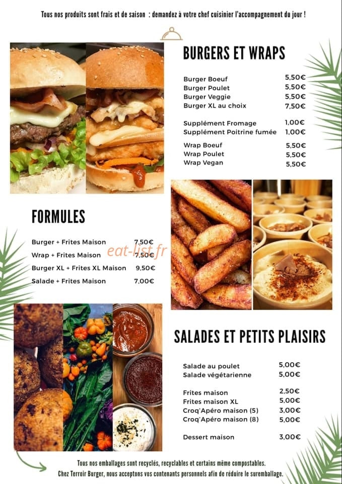 Terroir Burger — carte page 1