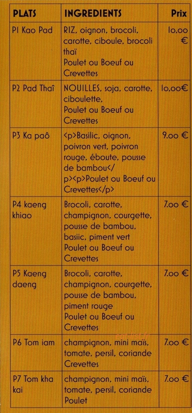 Thaï Chuan Chim — carte page 3