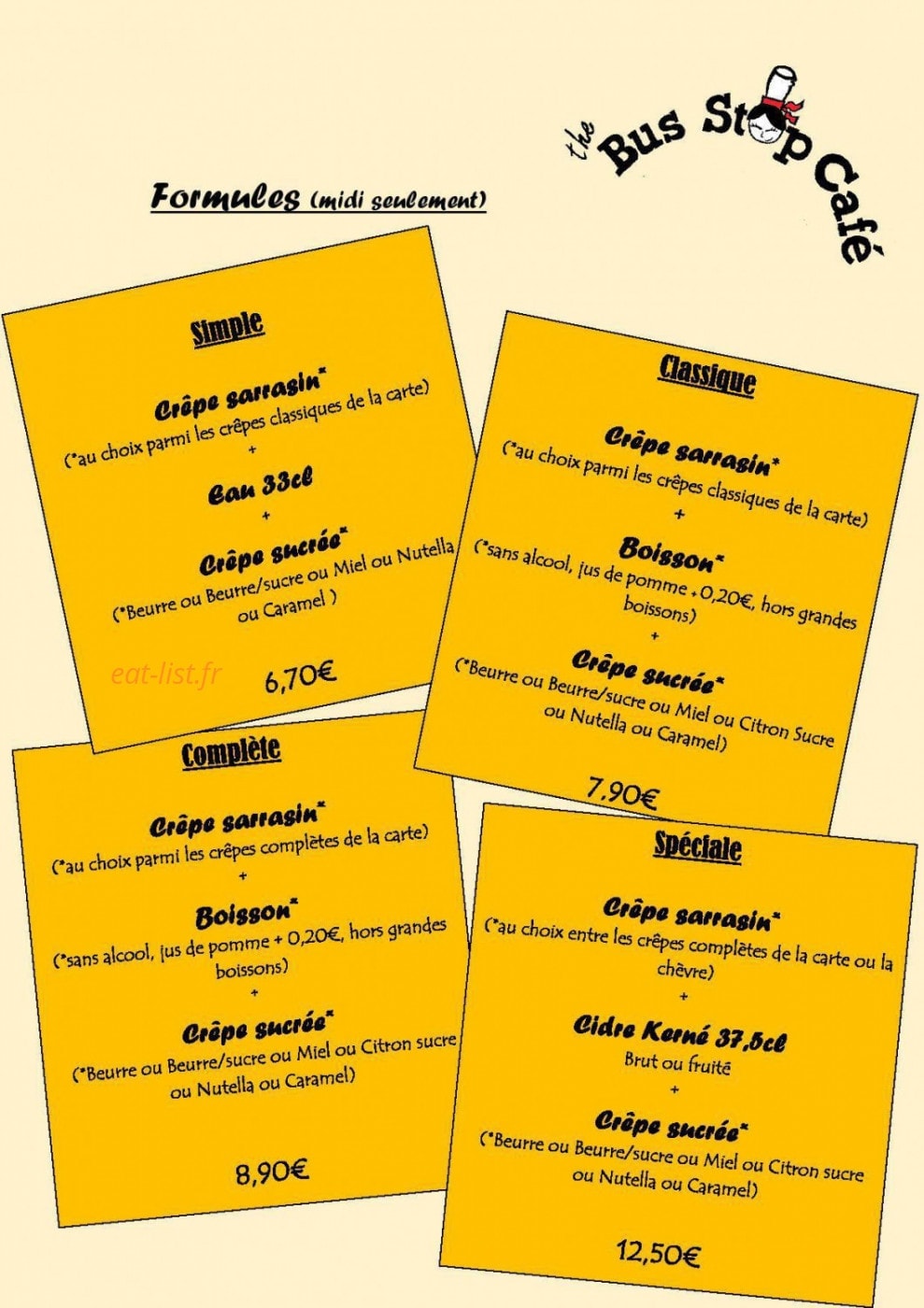 The Bus Stop Café — carte page 3