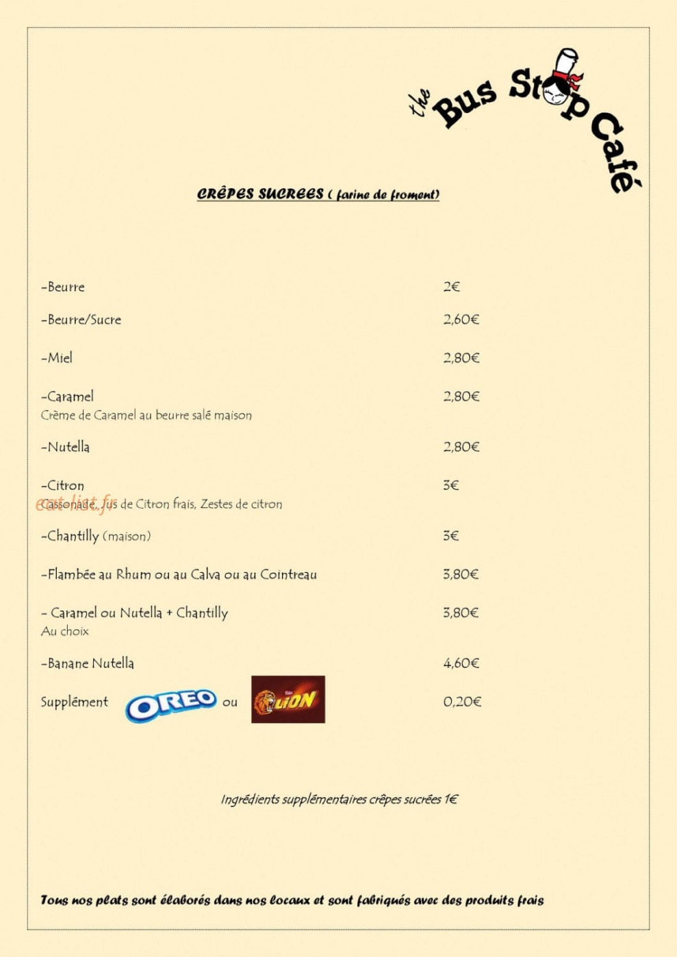 The Bus Stop Café — carte page 2
