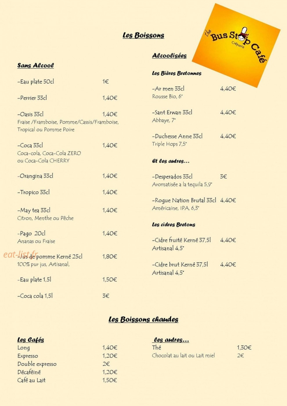 The Bus Stop Café — carte page 4