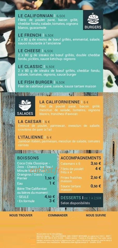 The Californian Food Truck A Dijon Menu Et Photos