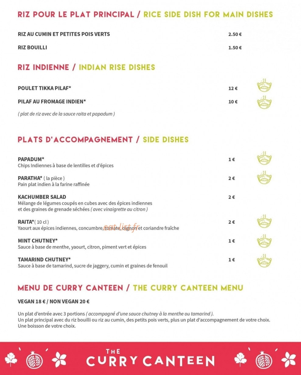 The Curry Canteen — carte page 2