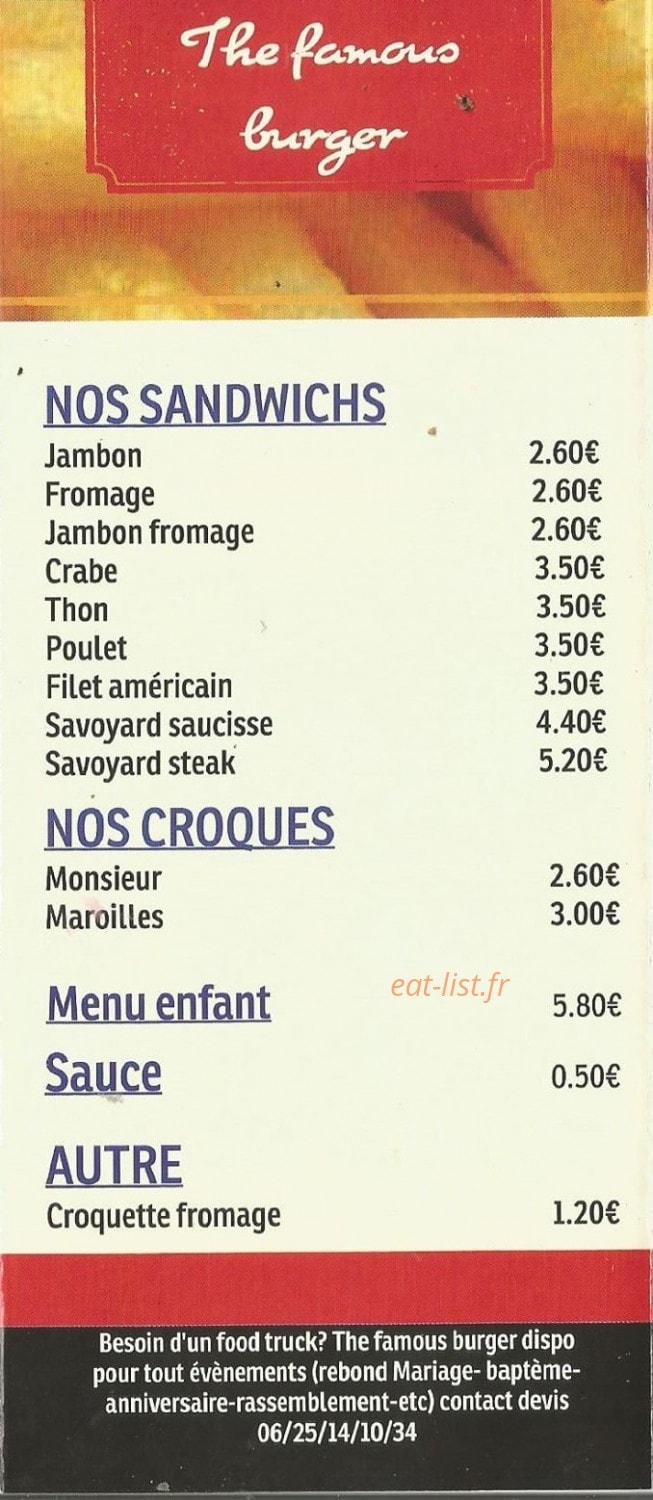 The famous burger — carte page 3