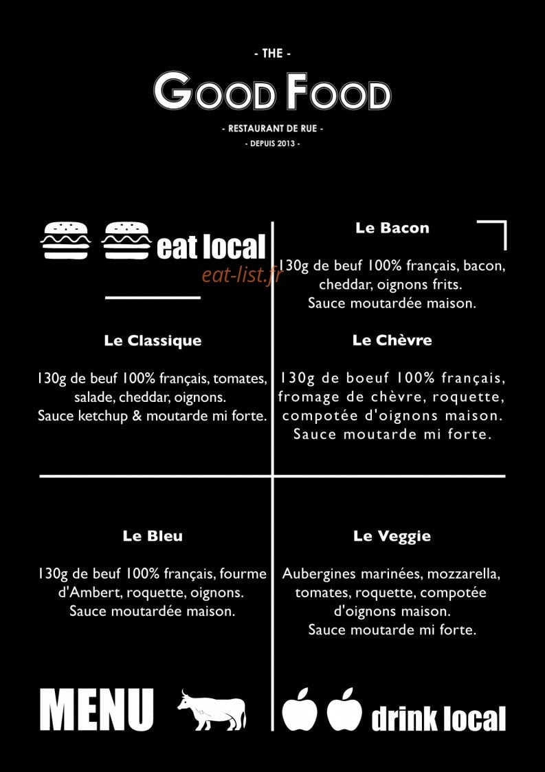 The Good Food — carte page 1