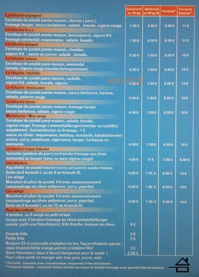 The jf chicken — carte page 1