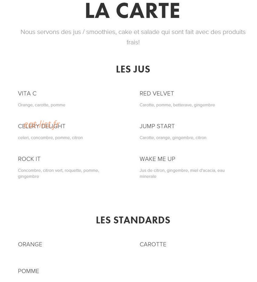 The Juice Box — carte page 1