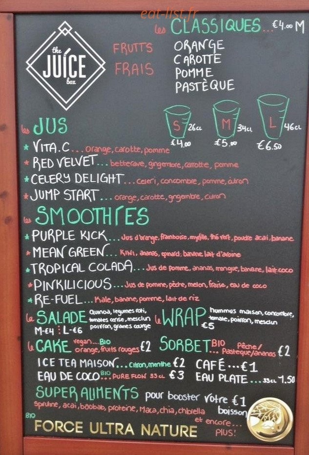 The Juice Box — carte page 3