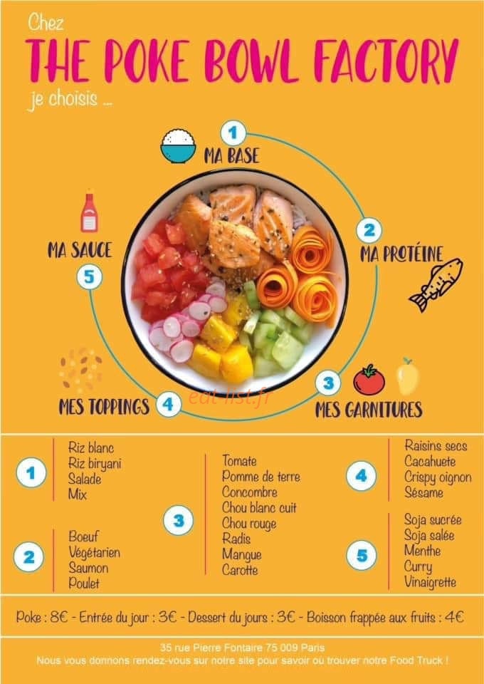 Carte et menu de The poke bowl factory food à Bry sur Marne — Poke bowl personnalisé