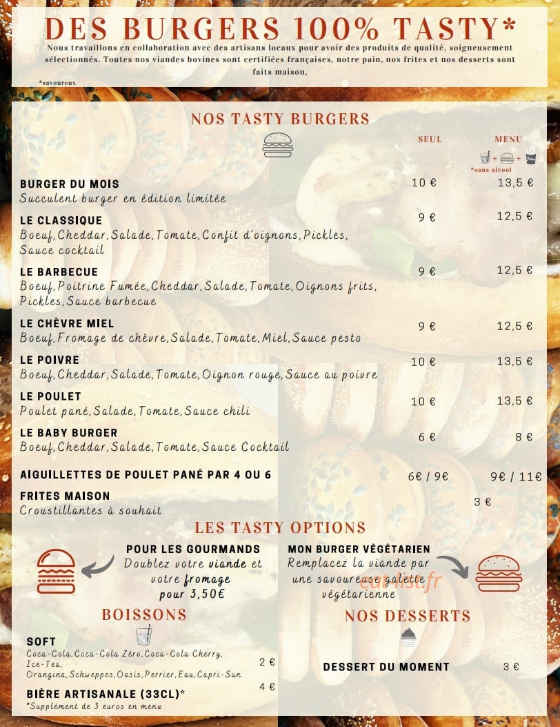 The Tasty Food — carte page 1