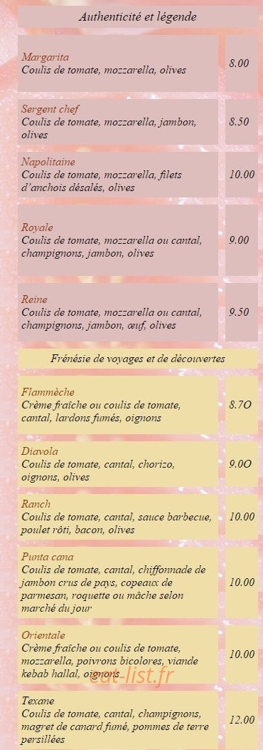 Tiki pizza — carte page 1
