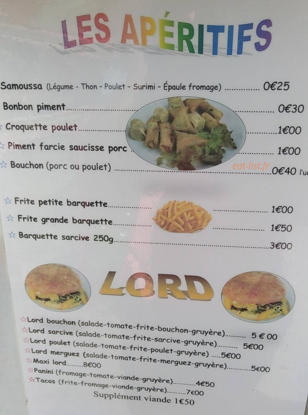 Tina Food Truck — carte page 3