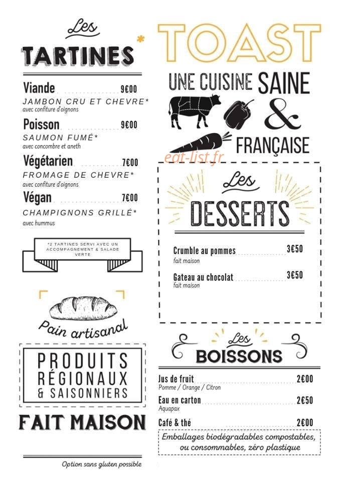 Toast — carte page 1