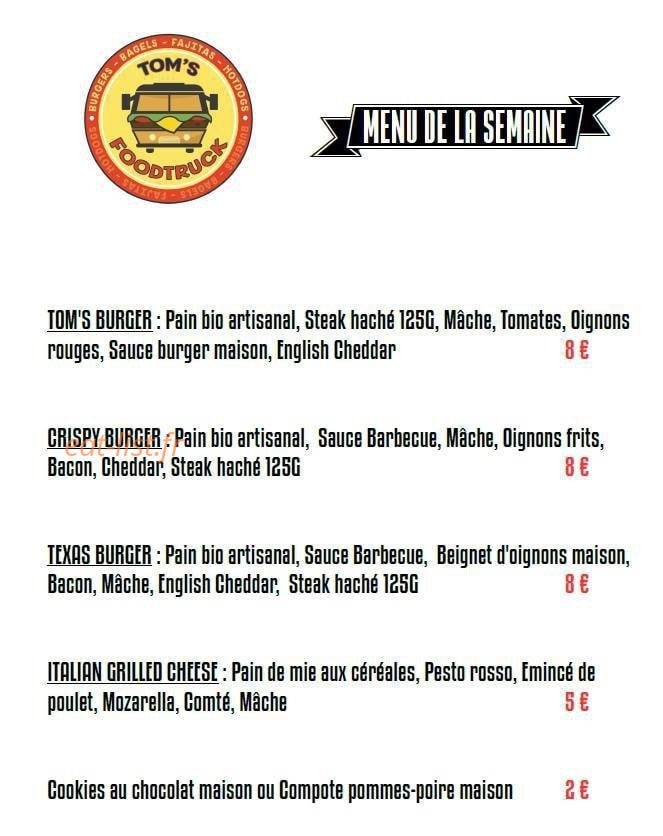 Tom's Foodtruck — carte page 1