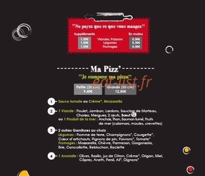 Tomi Pizza — carte page 1