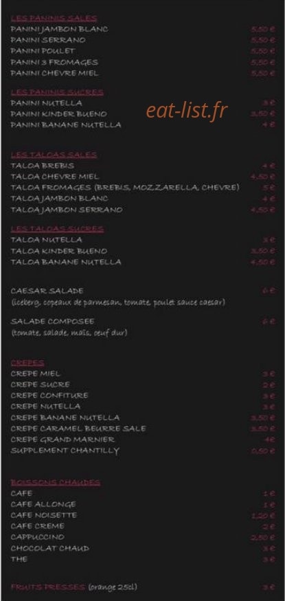 Toni's Crêpes — carte page 1