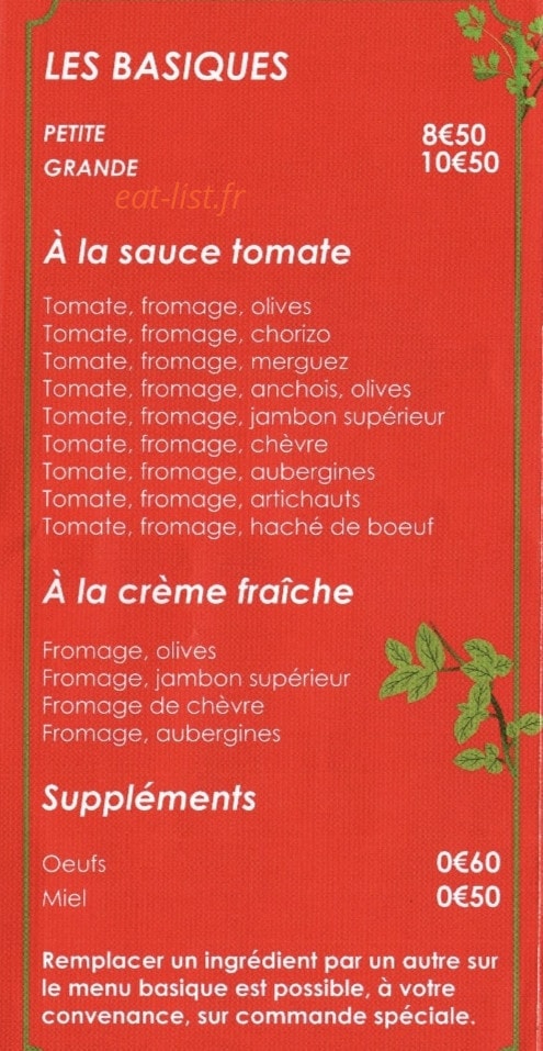 Tonino Pizza — carte page 2
