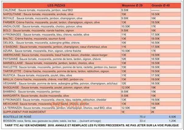 Tonton Pizza — carte page 1