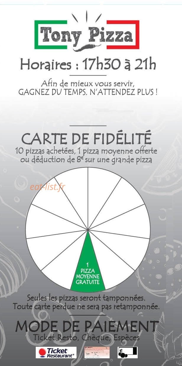 Tony Pizza — carte page 5