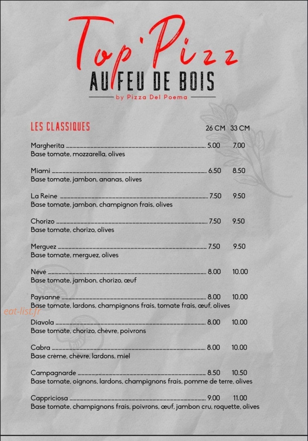 Top Pizz — carte page 2