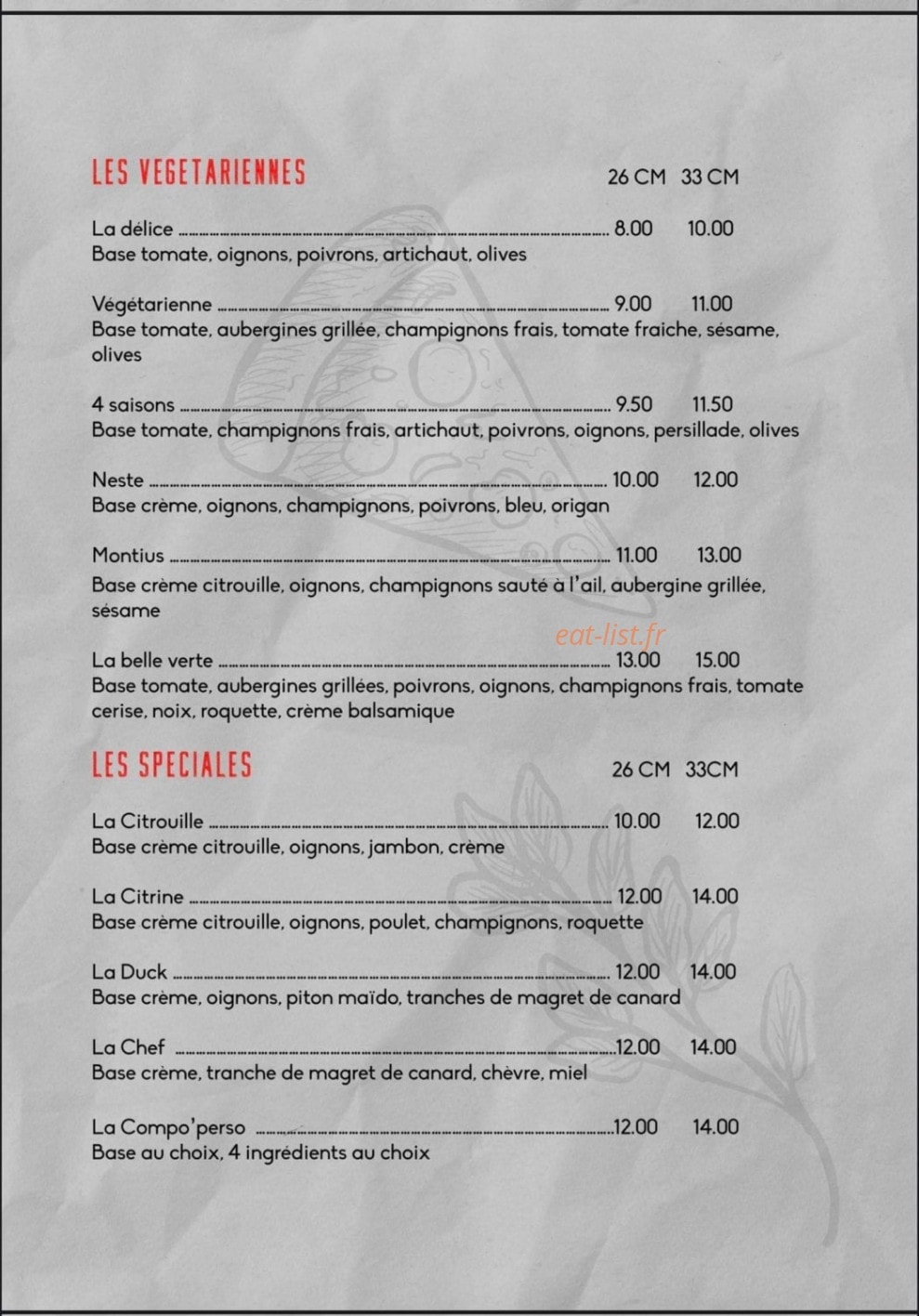 Top Pizz — carte page 3