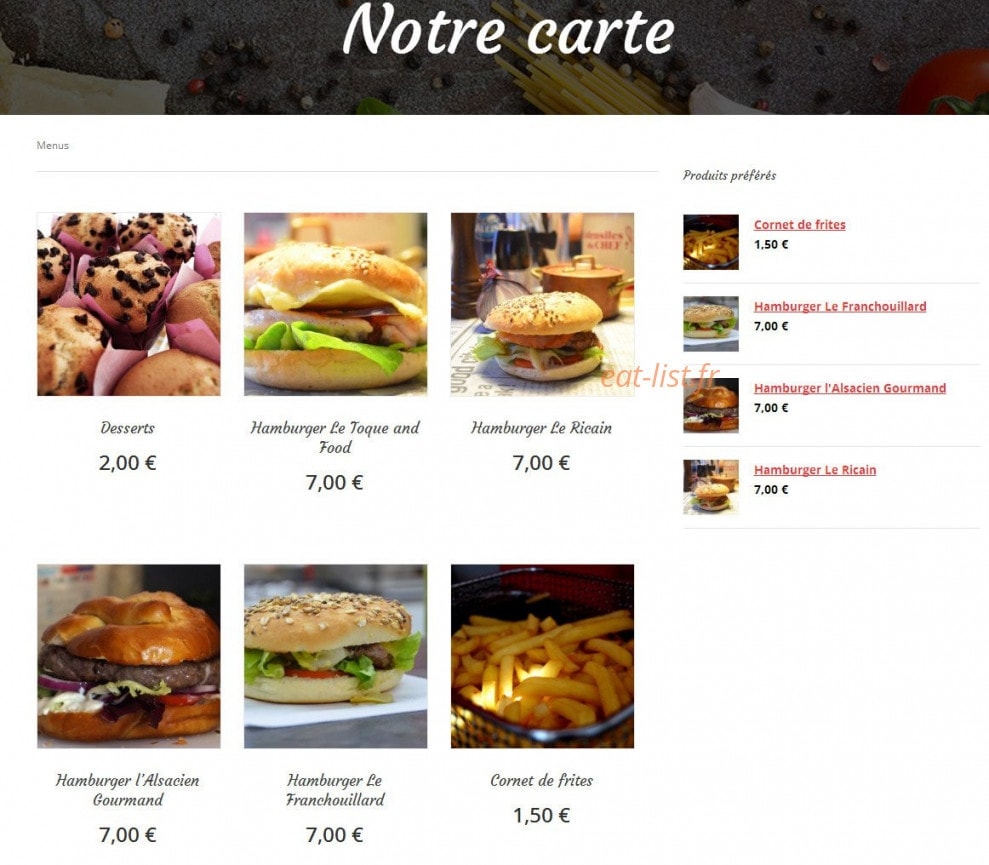 Toque And Food By Chef Didier — carte page 1