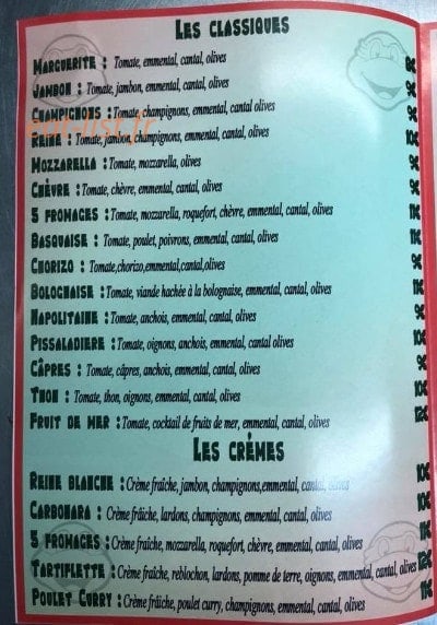 Tortues pizza — carte page 2
