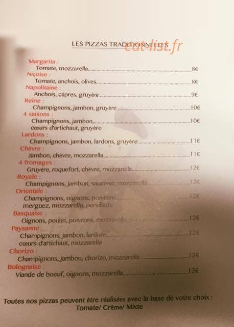 Tradi pizza — carte page 1
