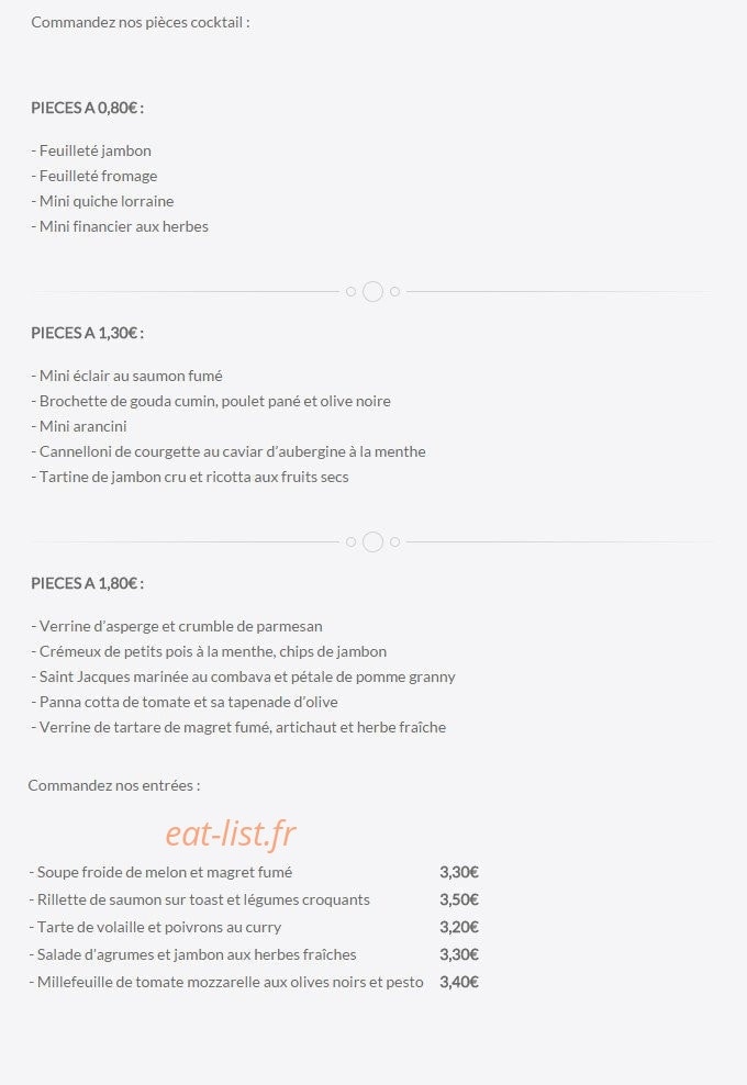 Traiteur de saveurs — carte page 1