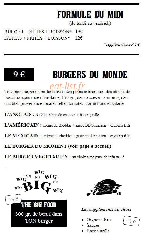 Truck 2 food — carte page 1